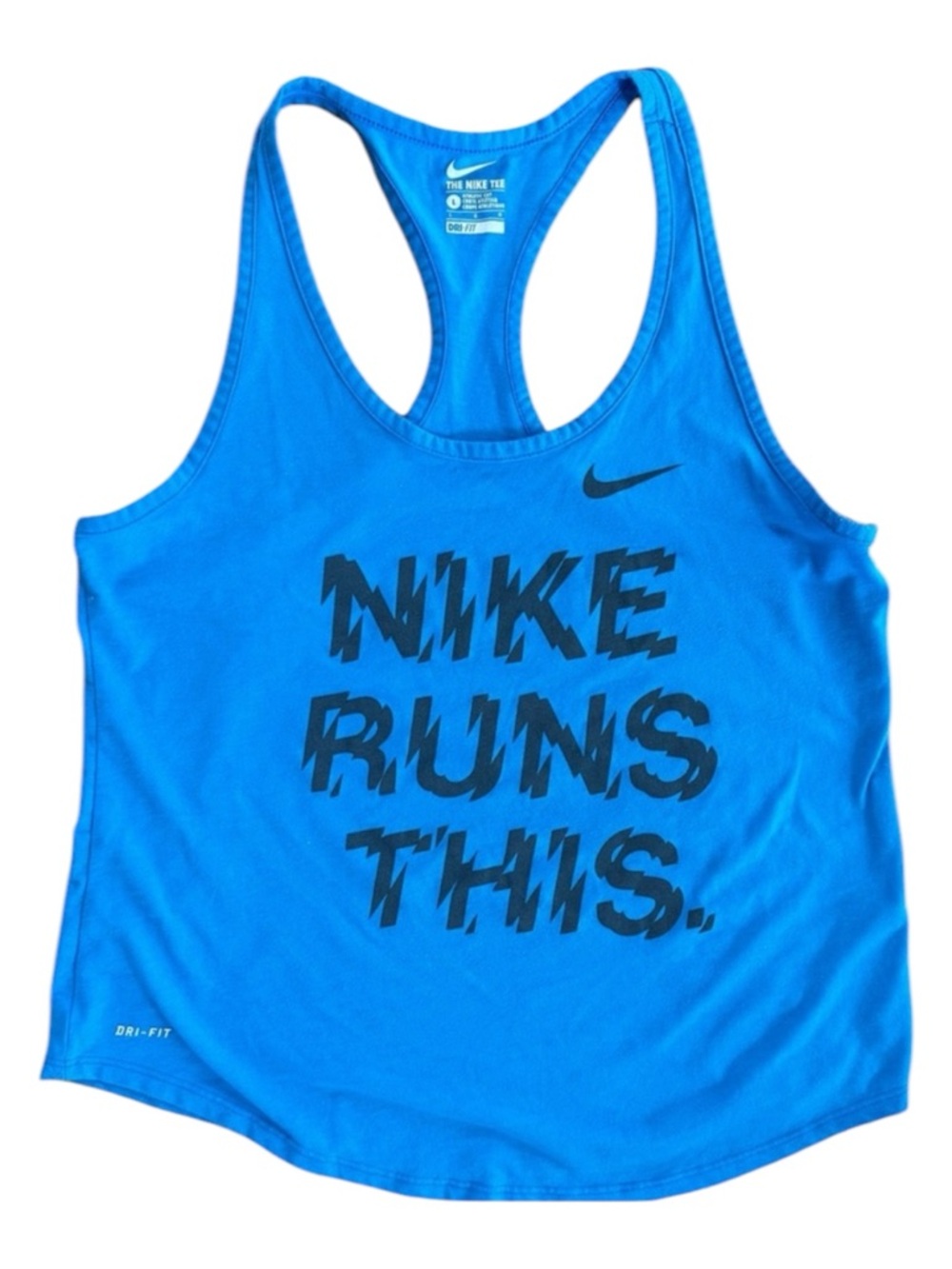 Nike Dri-FIT Running Tank Top Blue Racerback Graphic Women’s Large